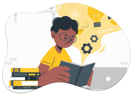 رسم توضيحي لطلاب يتعلمون عبر الإنترنت باستخدام منصة أتقنها